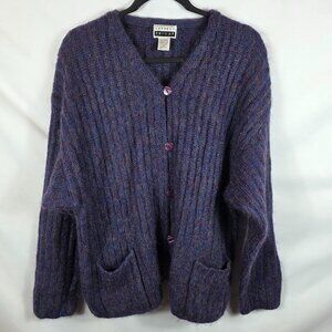 Vintage Express Tricot Mohair Blend Cardigan Sweater Women's Size Medium Purple